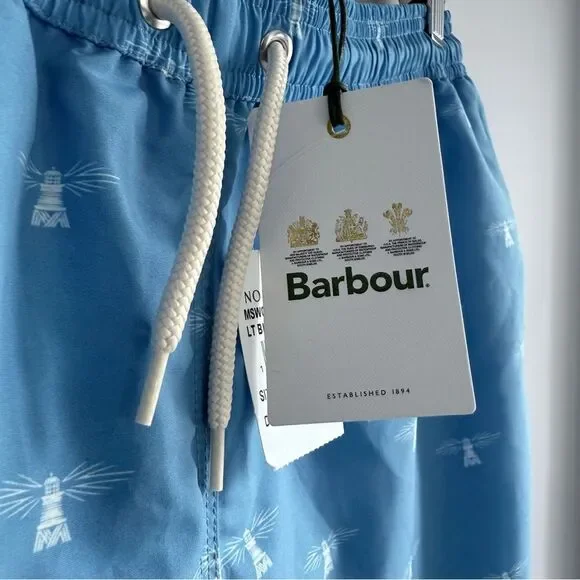 NWT Barbour Coastal Swim Shorts Light Blue XL Men’s Quick Dry Beachwear